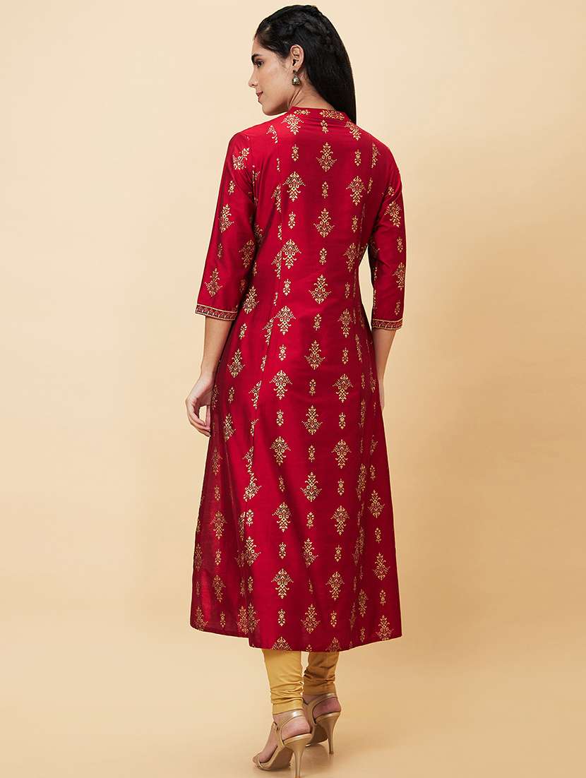 women maroon viscose a-line kurta - 20056394 -  Standard Image - 2