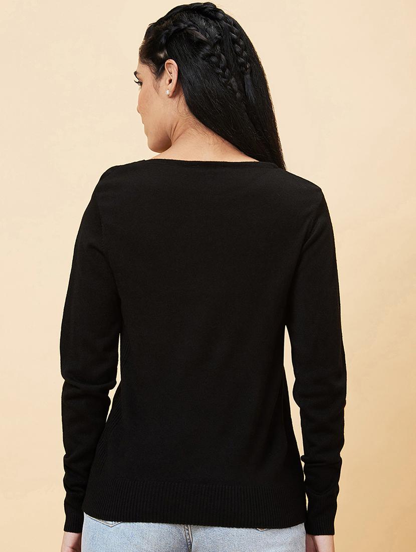 round neck solid regular pullover - 20056420 - Standard Image - 2