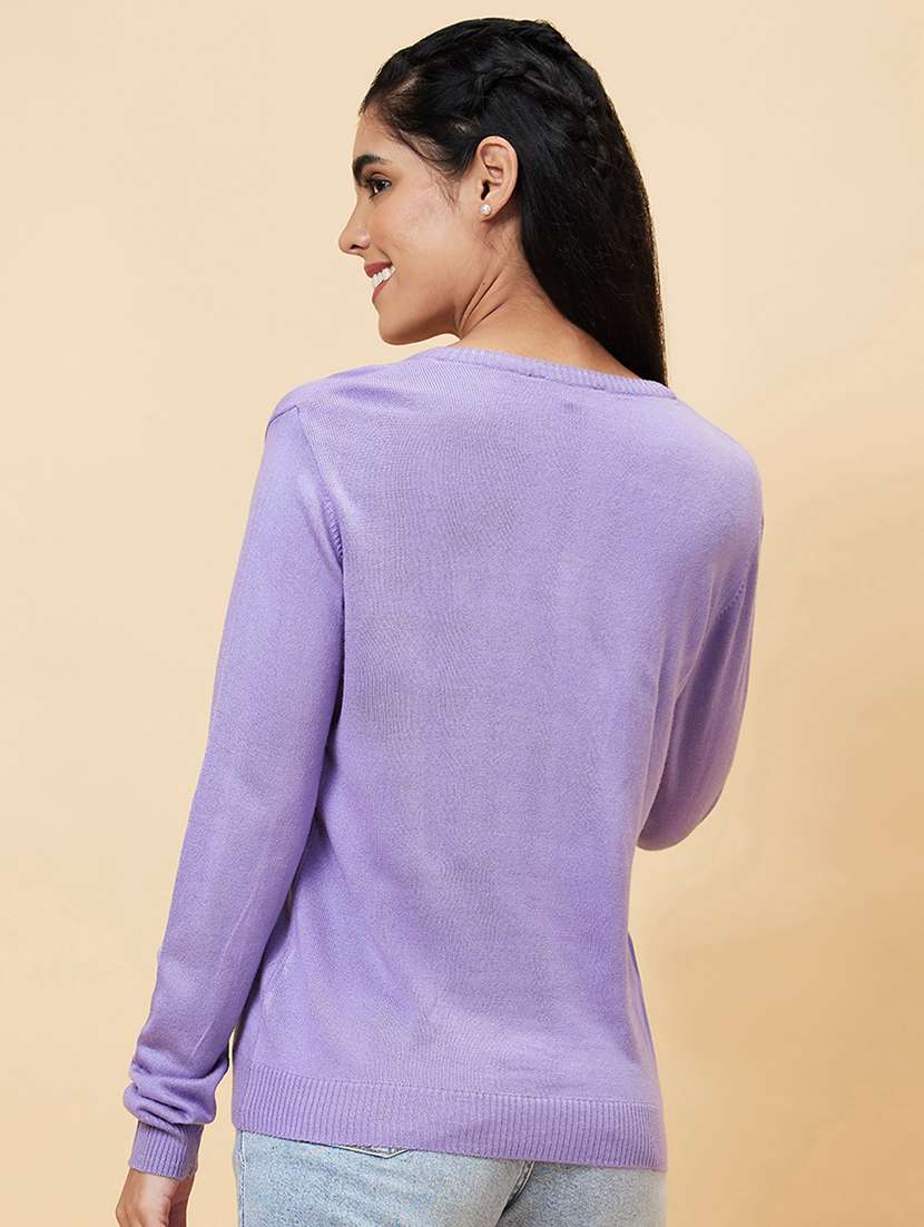 v-neck solid regular pullover - 20056423 -  Standard Image - 2