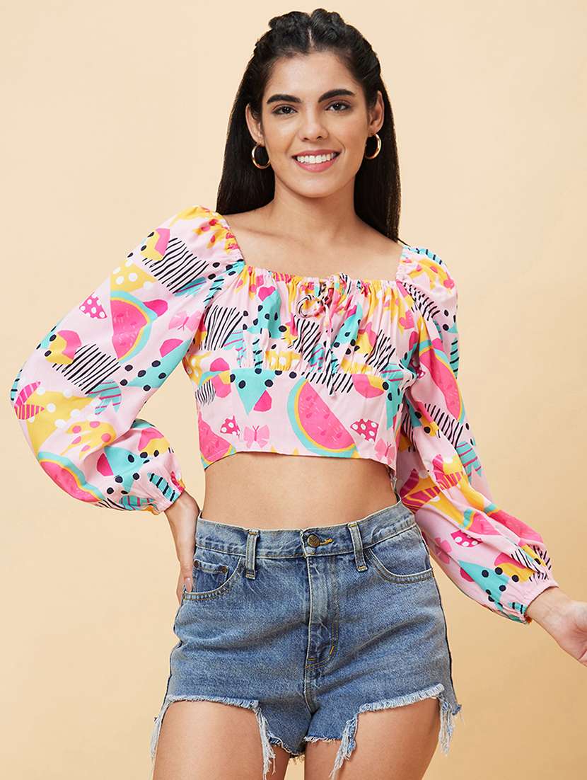 women's crop square neck top