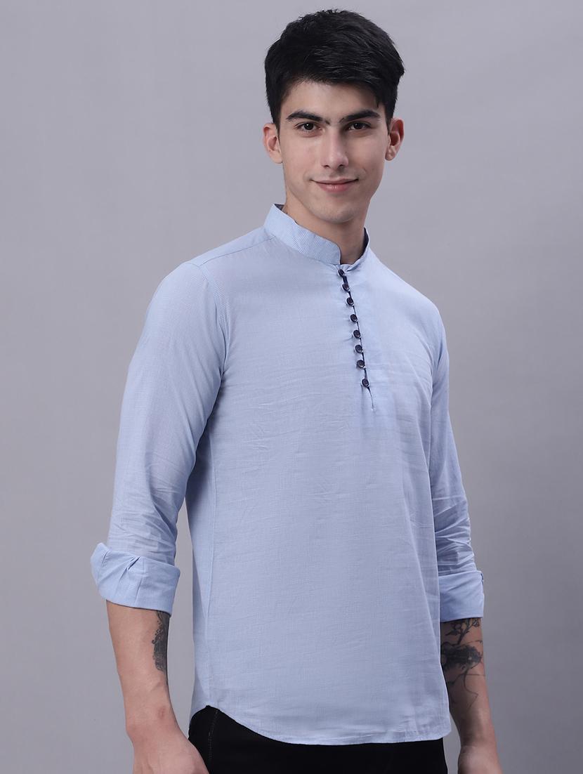 mandarin neck solid short kurta - 20056467 - Standard Image - 2
