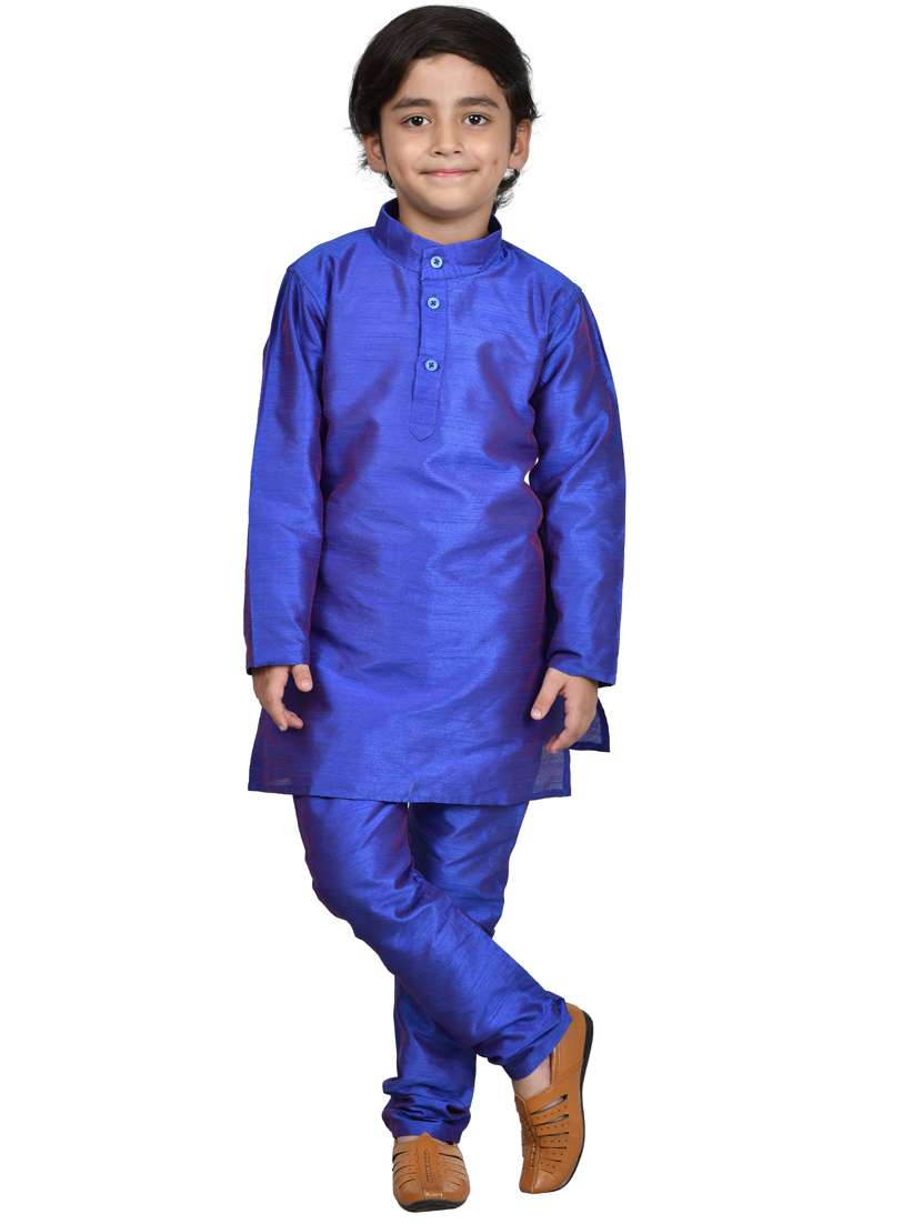 boys solid kurta pajama set