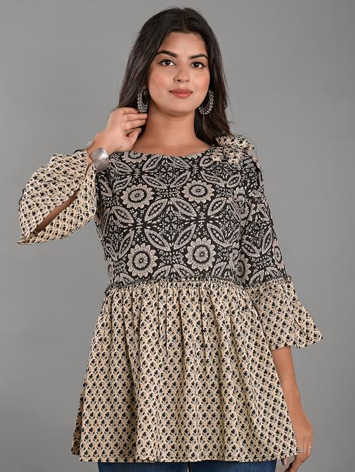 women's peplum round neck top - 20058148 - Standard Image - 0