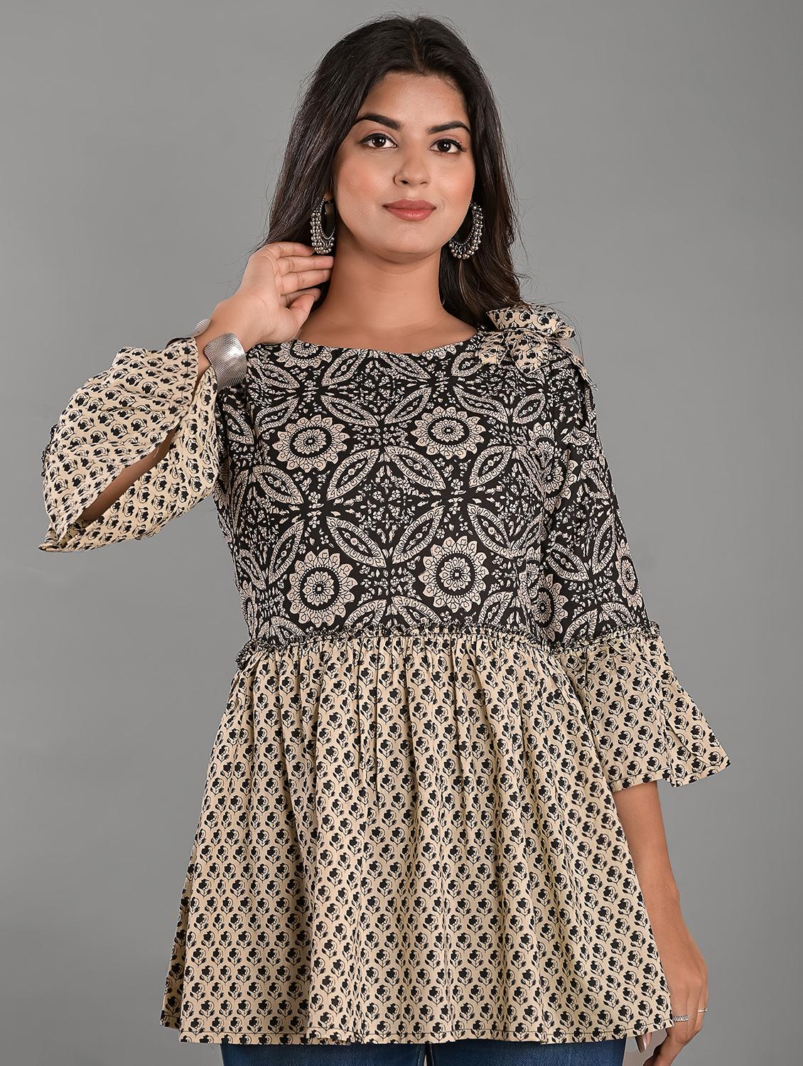 women's peplum round neck top - 20058148 - Zoom Image - 0