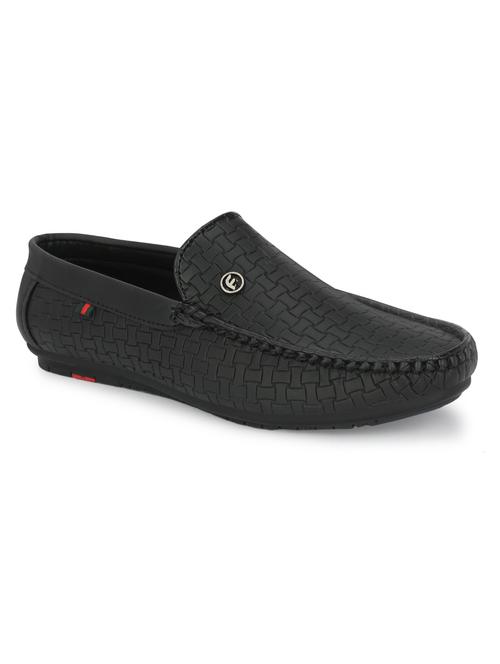 black synthetic slip on loafers - 20058468 - Standard Image - 0