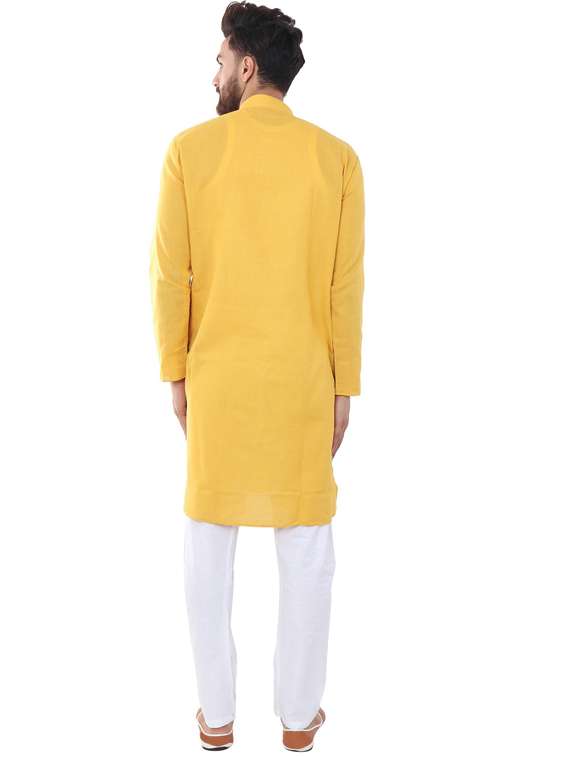 yellow silk blend kurta pyjama ethnic wear set - 20058494 -  Standard Image - 2