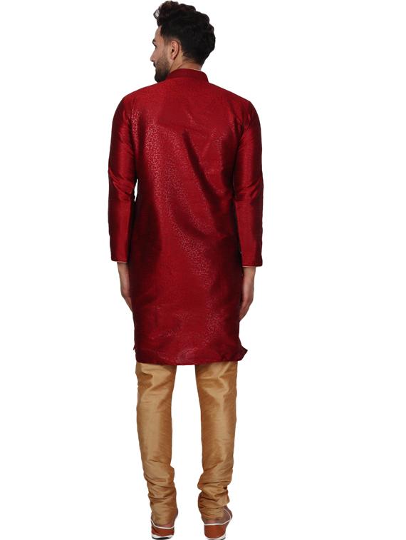 maroon silk blend kurta pyjama ethnic wear set - 20058527 - Standard Image - 2