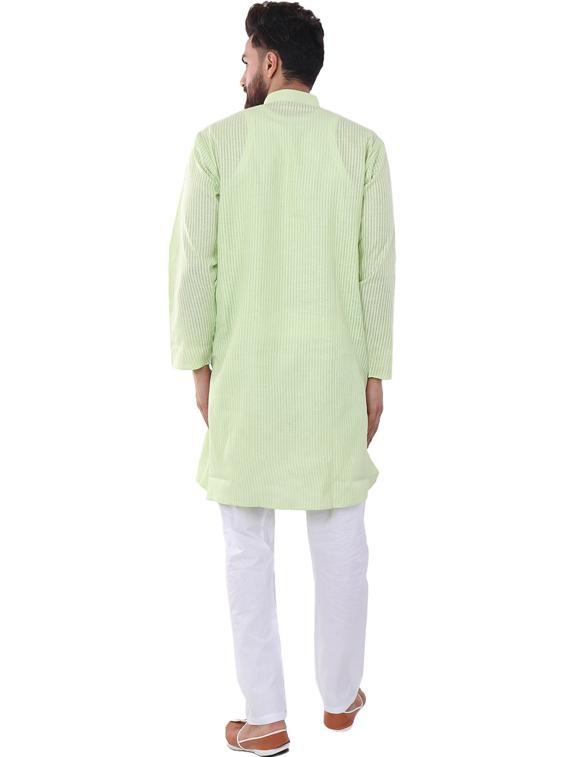 green cotton blend kurta pyjama ethnic wear set - 20058615 - Standard Image - 2