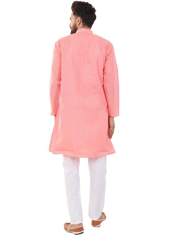 pink cotton blend kurta pyjama ethnic wear set - 20058616 - Standard Image - 2