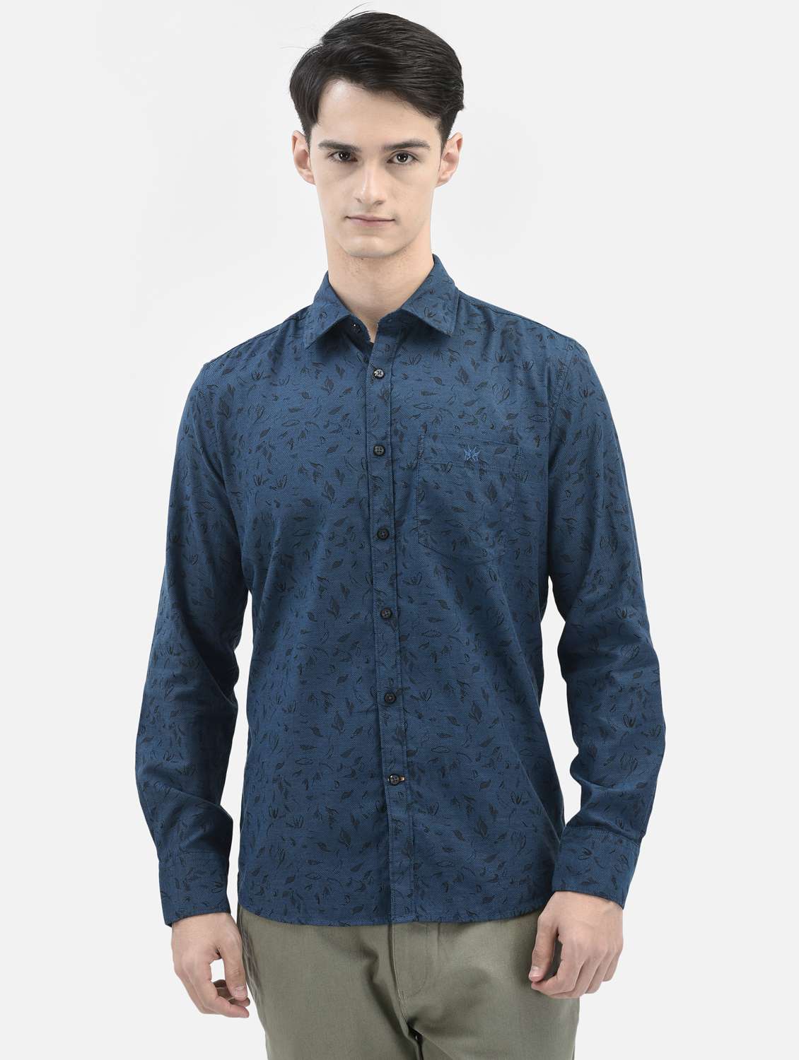 mens leaf print casual shirt