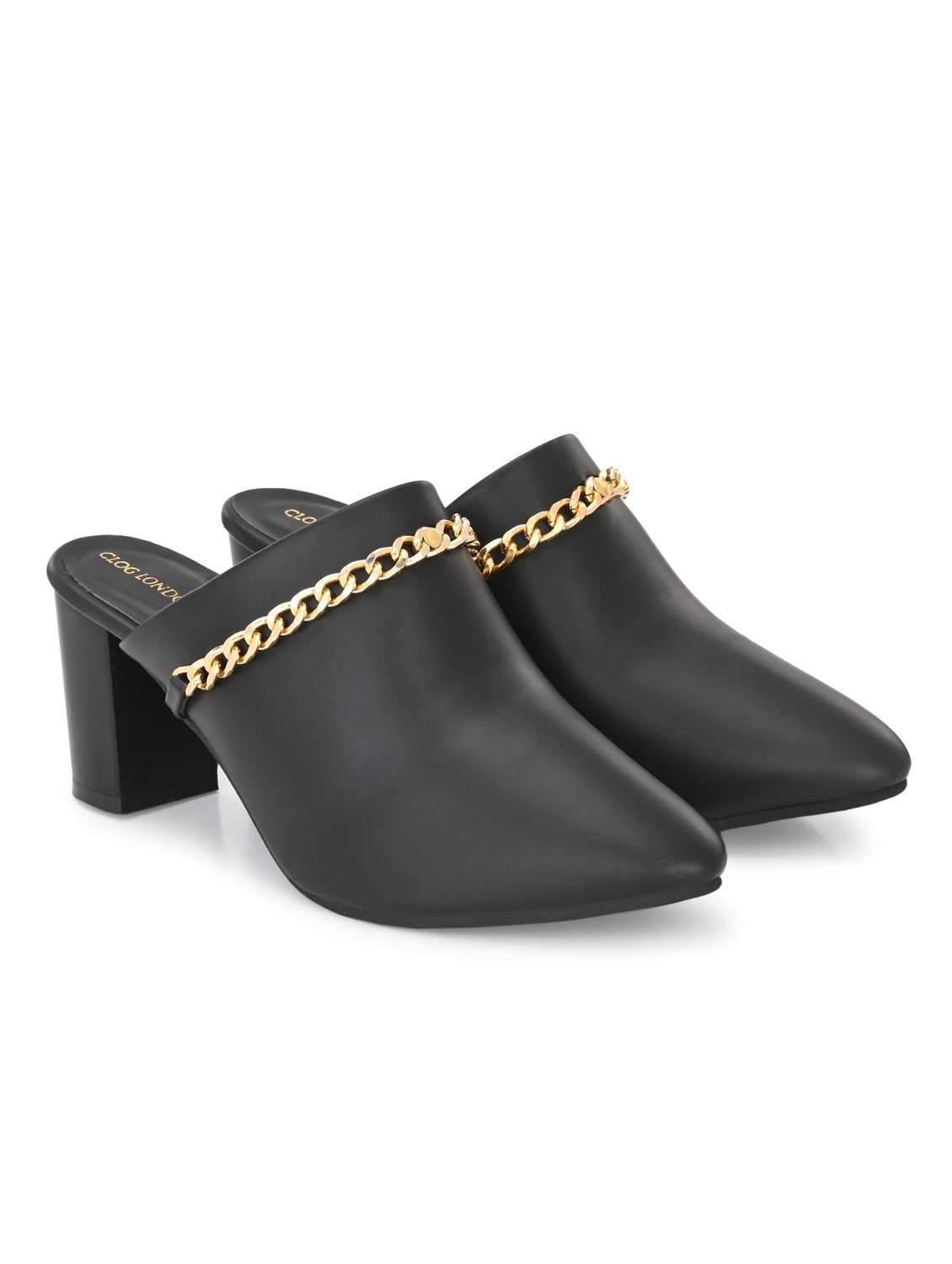 black solid pointed mules - 20059776 -  Standard Image - 2