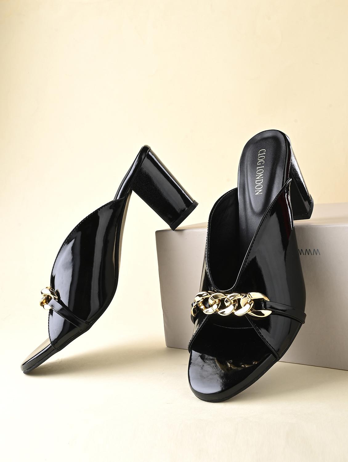 black synthetic slip on sandals - 20059782 - Zoom Image - 0