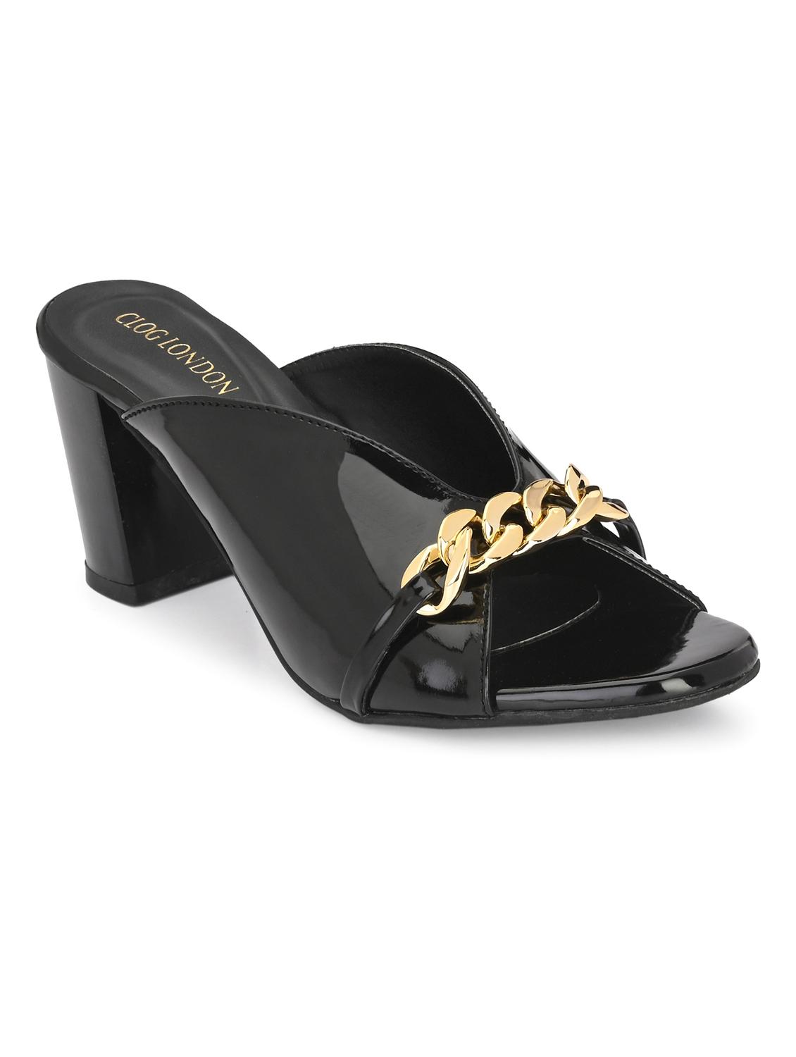 black synthetic slip on sandals - 20059782 - Standard Image - 2