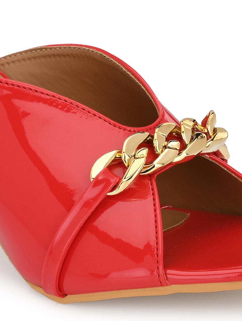 red synthetic slip on sandals - 20059783 - Standard Image - 7