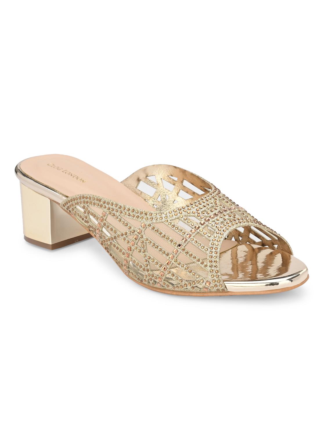 gold synthetic slip on sandals - 20059788 - Standard Image - 2