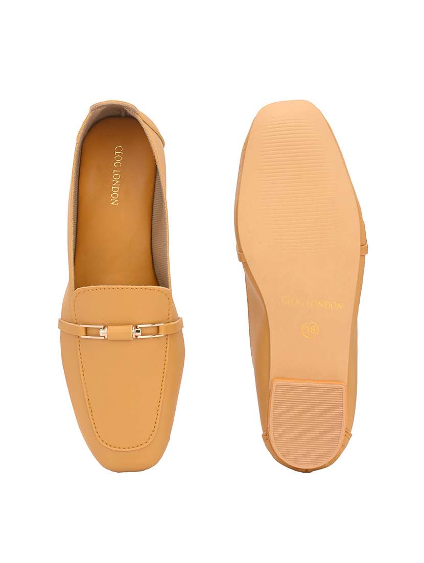 Yellow Synthetic Slip On Loafers
