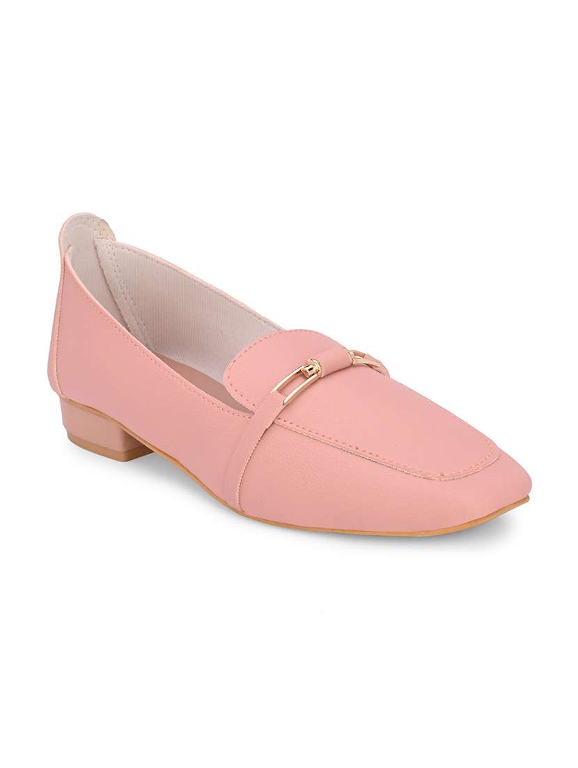 Pink Synthetic Slip On Loafers
