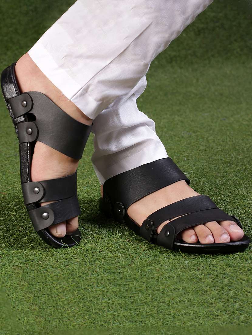 black slip on sandal