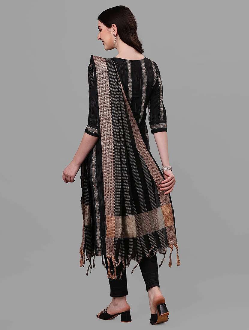 black kurta pant set with dupatta - 20059885 -  Standard Image - 2