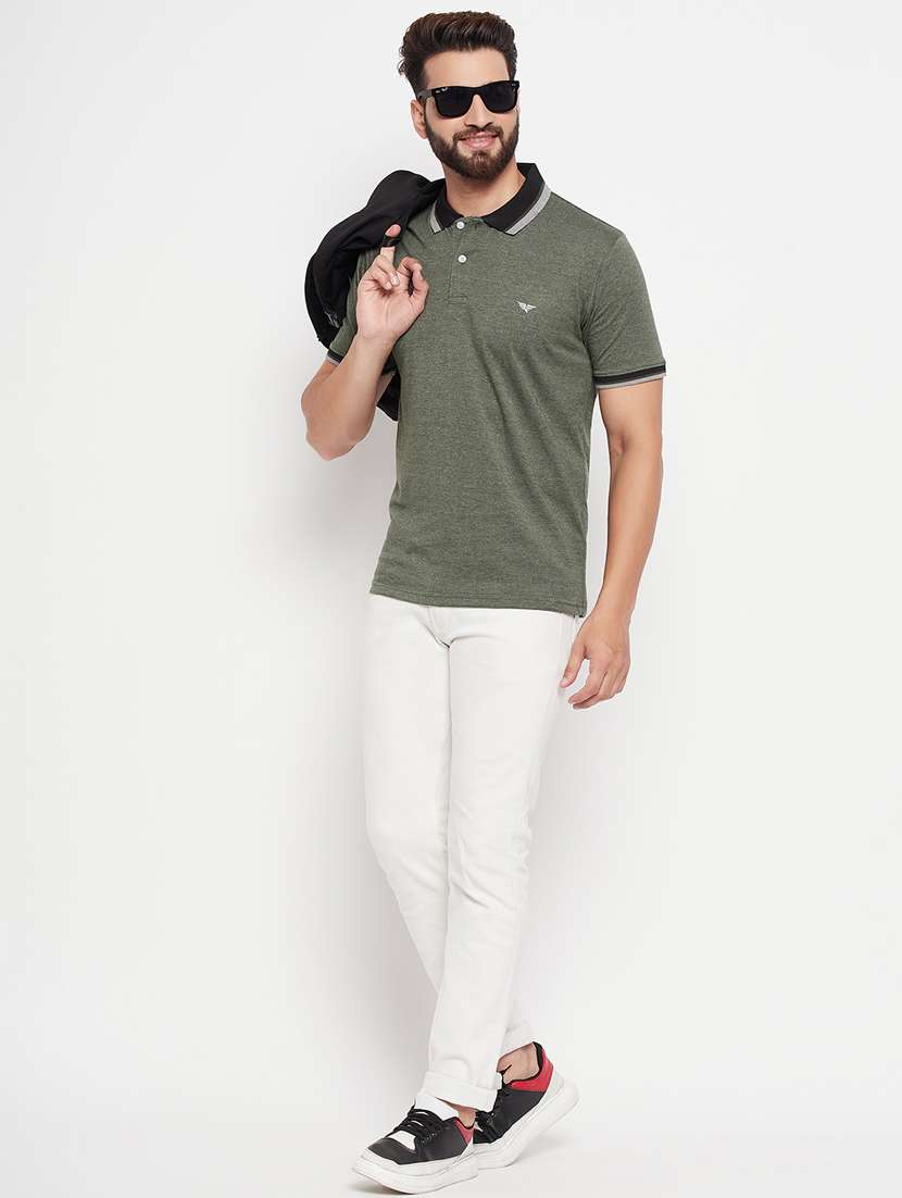 men's solid cotton polo t-shirt - 20060188 -  Standard Image - 2