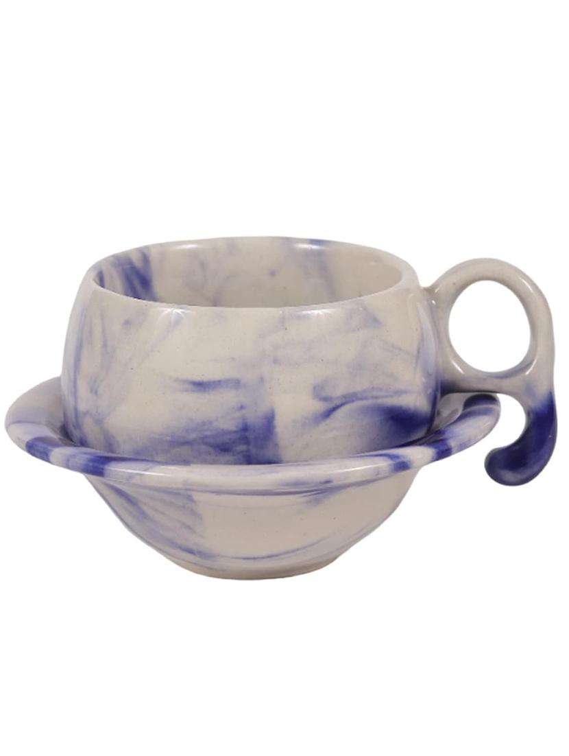 unravel india "shades of earth" chirag ceramic cup & saucer(6 cup, 6 saucer)