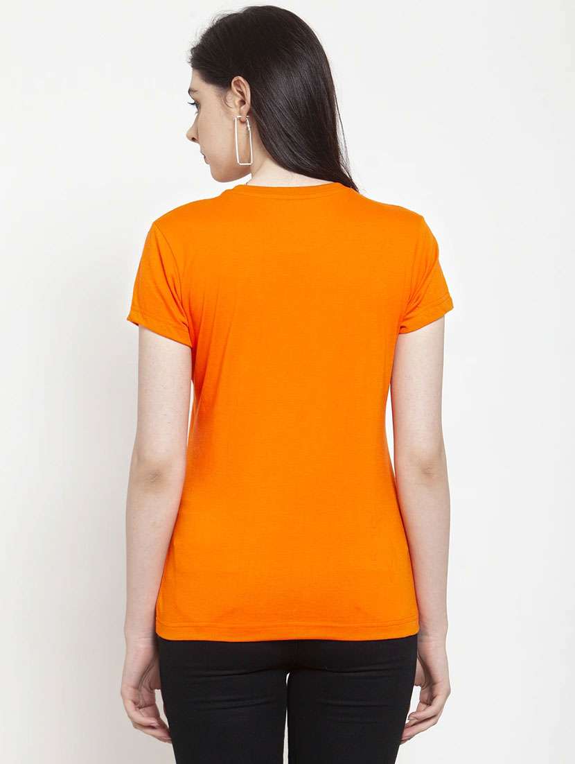 women's chest print round neck t-shirt - 20060507 - Standard Image - 2