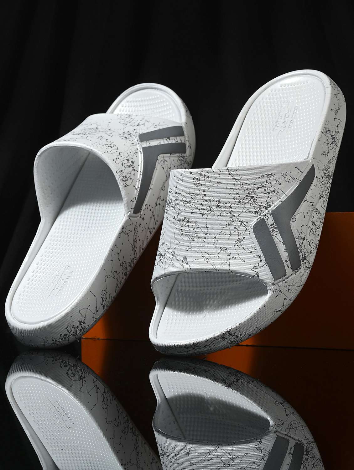 white rubber slip on flip flops