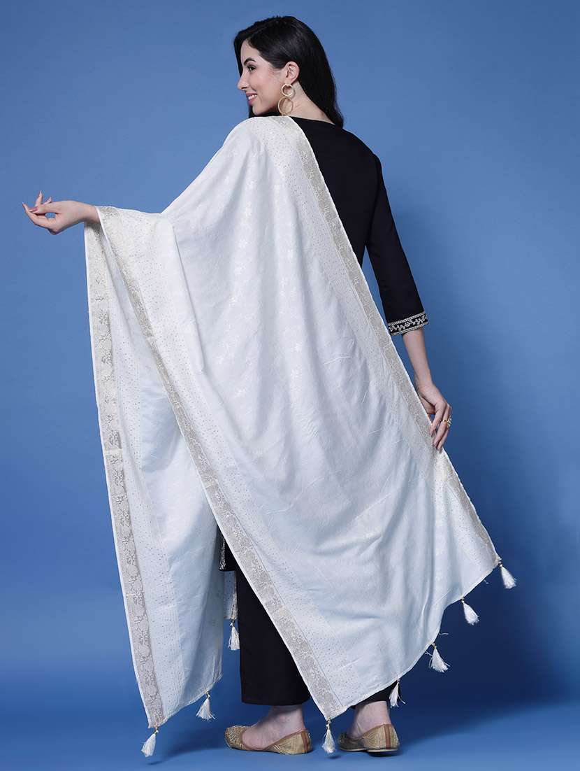 self design embellished dupatta - 20064228 -  Standard Image - 2