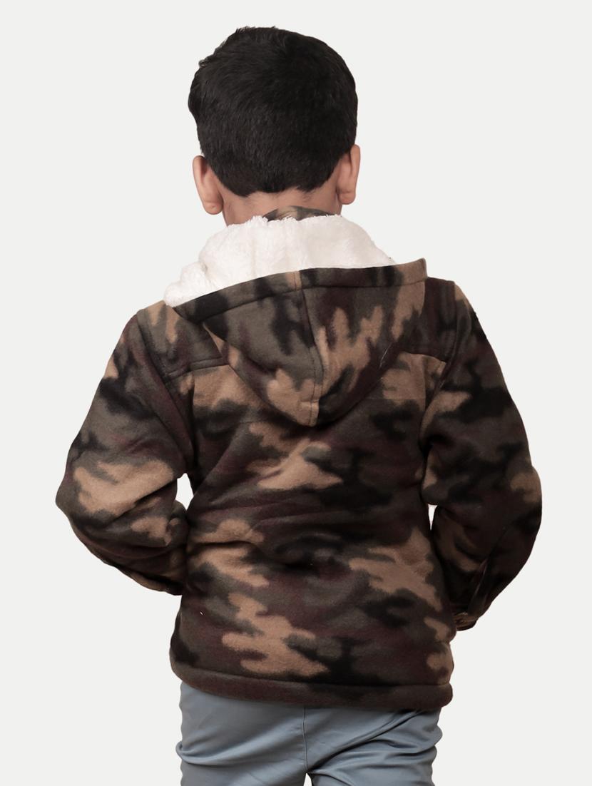 boys brown camouflage long sleeve hooded jacket - 20066839 - Standard Image - 2