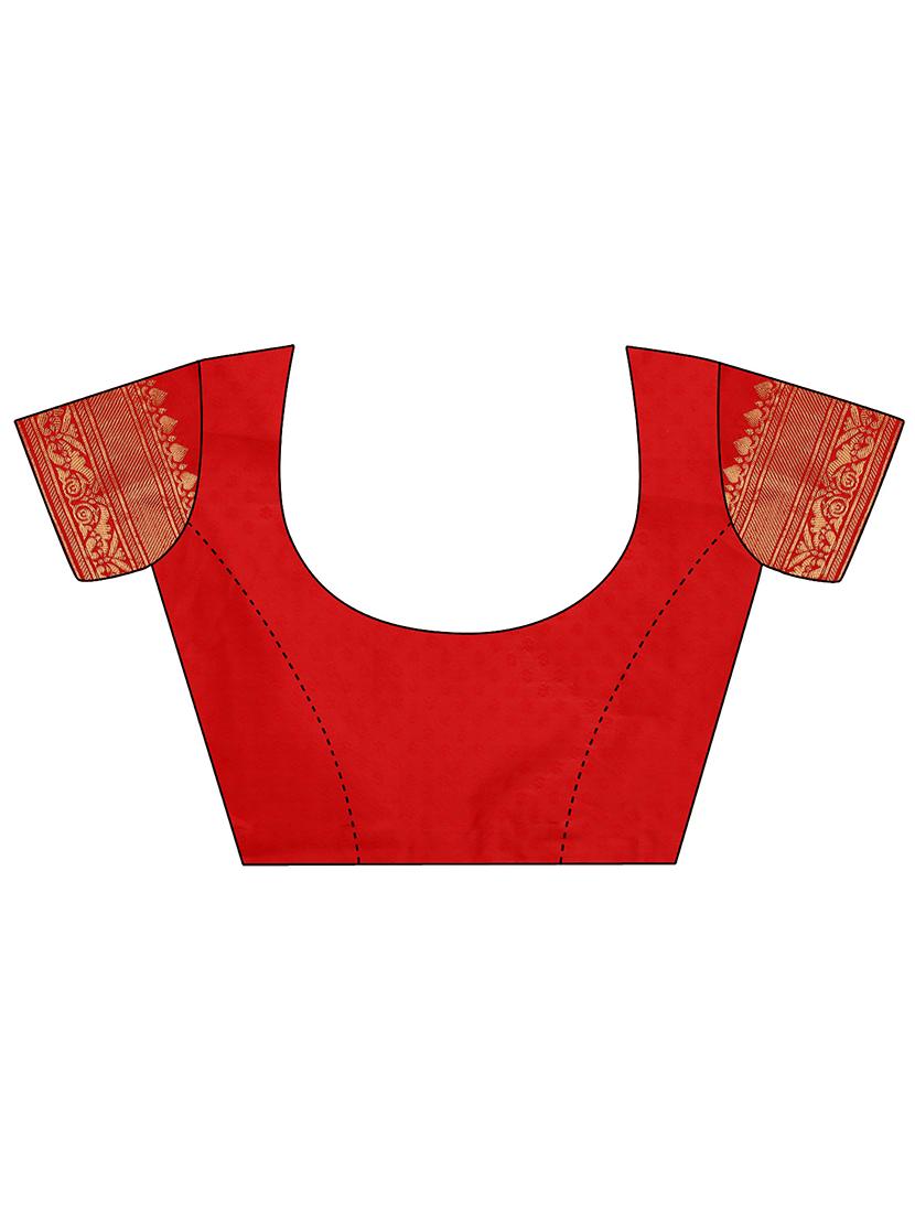 red silk banarasi saree with blouse - 20067686 - Standard Image - 2
