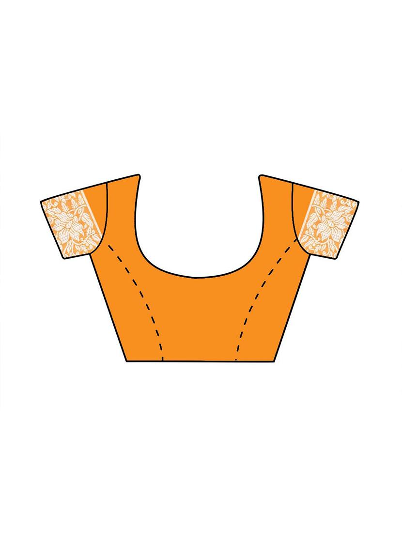 orange banarasi saree with blouse - 20067722 - Standard Image - 2