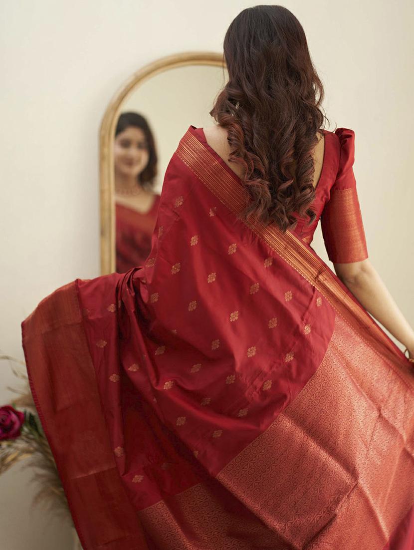 red banarasi saree with blouse - 20067754 - Standard Image - 2