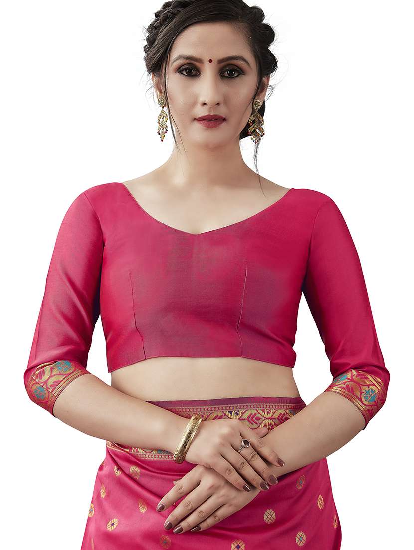 pink banarasi saree with blouse - 20067793 -  Standard Image - 2