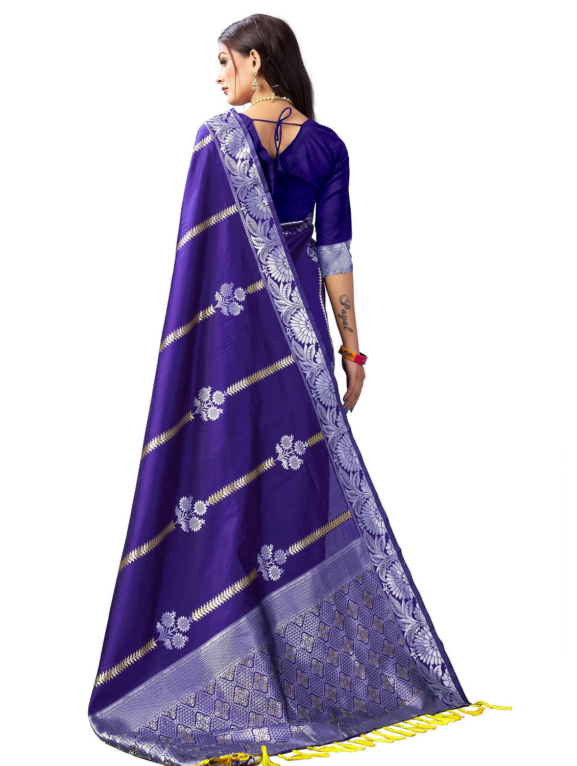 blue banarasi saree with blouse - 20067803 - Standard Image - 2