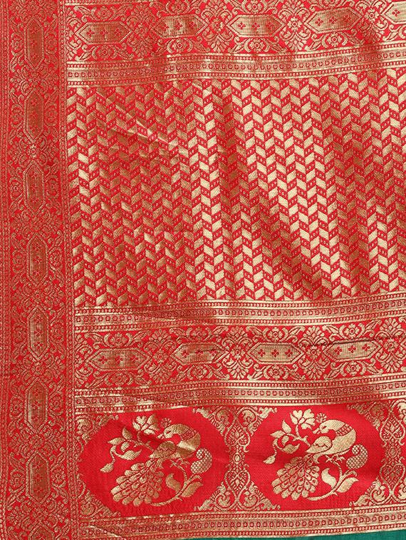 green silk banarasi saree with blouse - 20068023 - Standard Image - 2