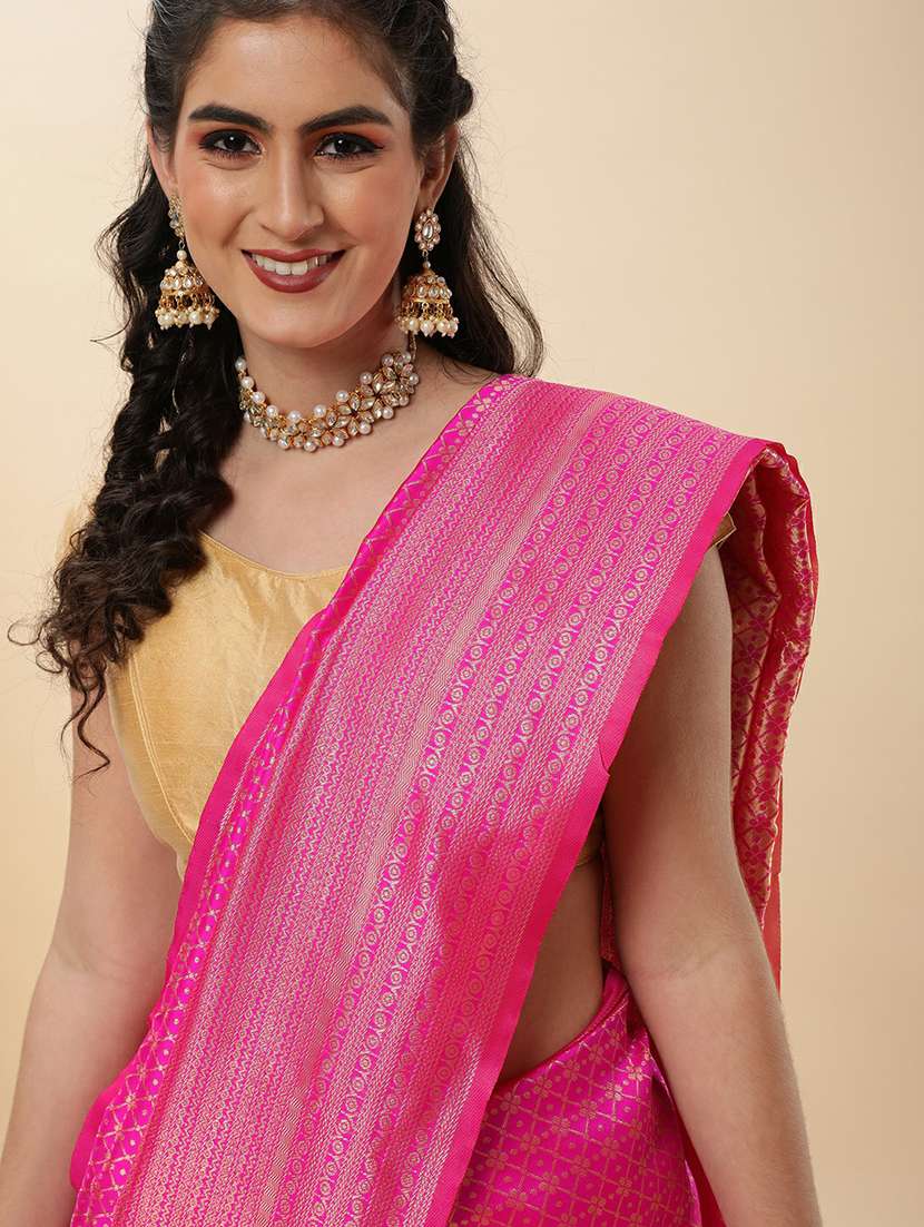 pink silk banarasi saree with blouse - 20068064 - Standard Image - 2