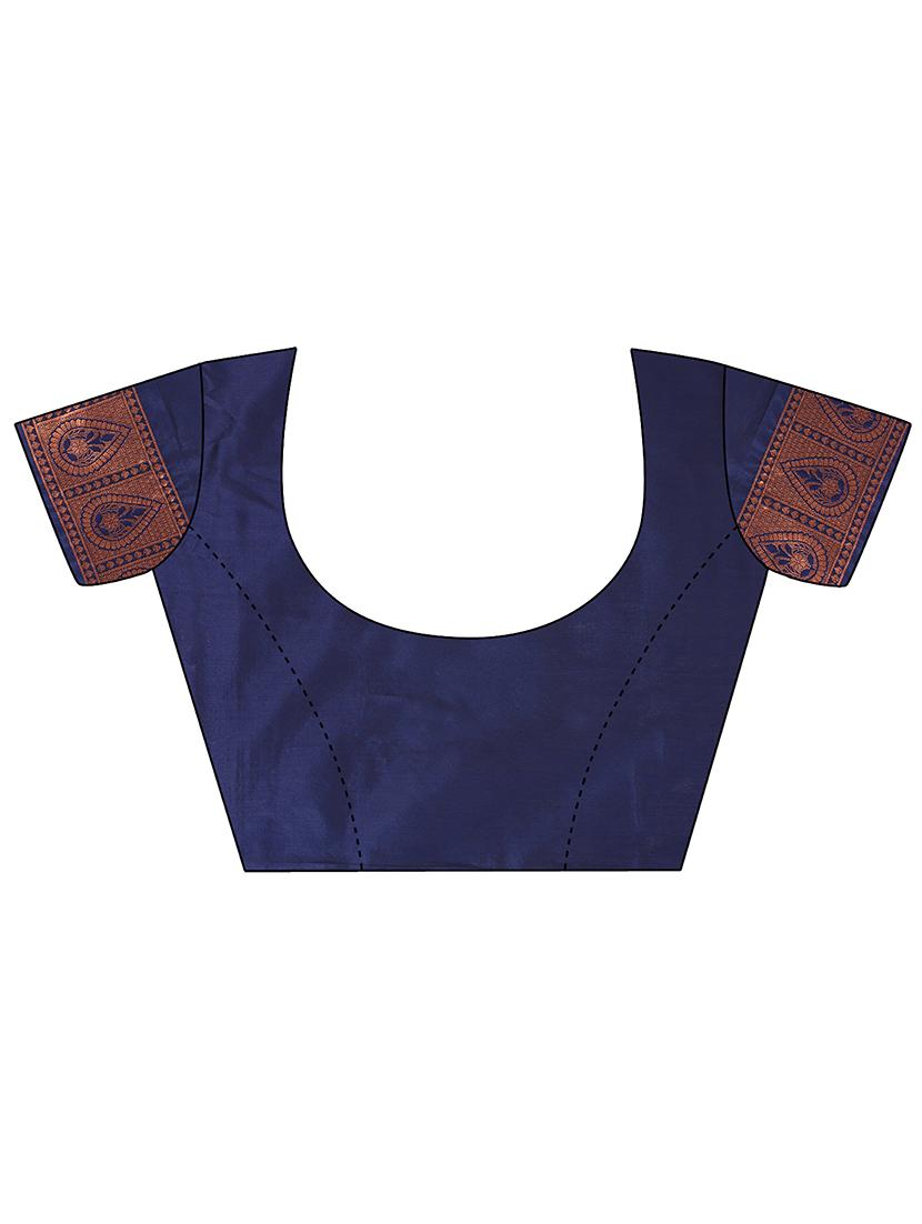 navy silk banarasi saree with blouse - 20068120 - Standard Image - 2