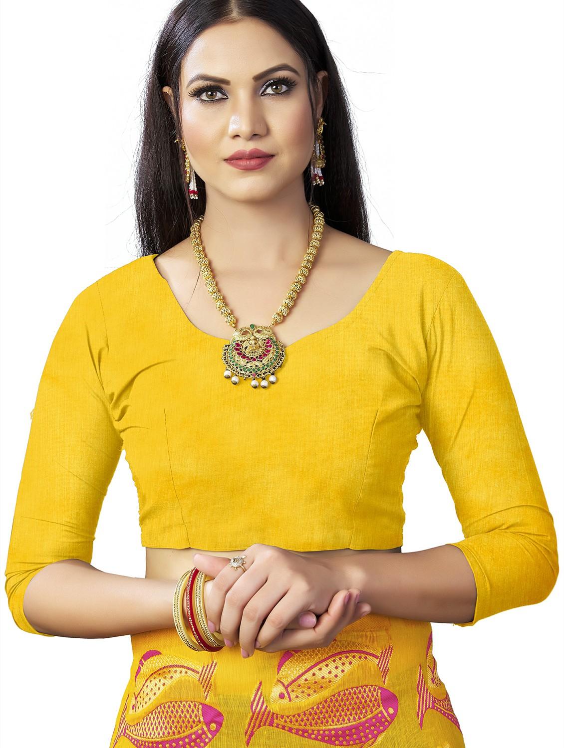 yellow jamdani saree with blouse - 20068206 - Standard Image - 2