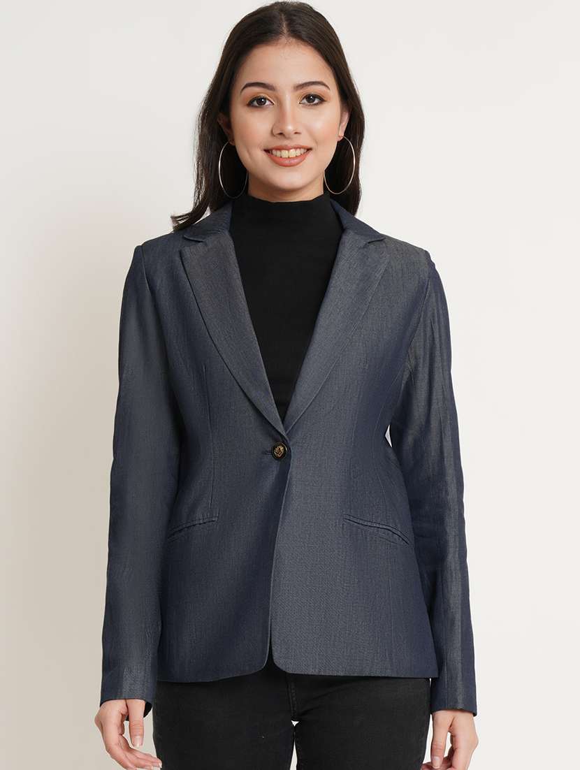 grey solid casual blazer - 20068335 - Zoom Image - 0