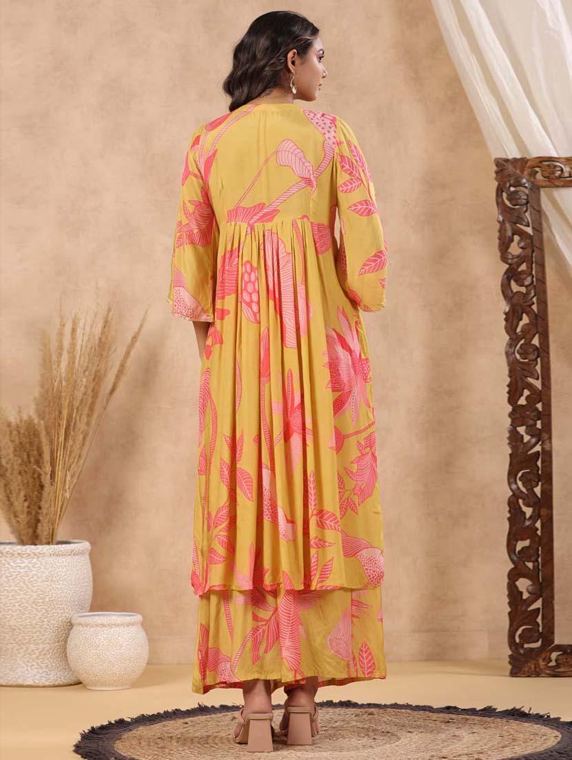 printed flared kurta palazzo set - 20068455 - Standard Image - 2