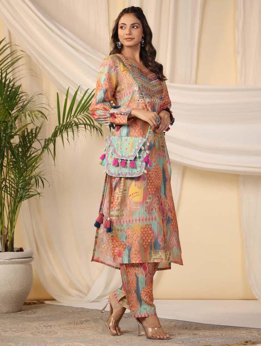 printed kurta pant set - 20068471 - Standard Image - 2