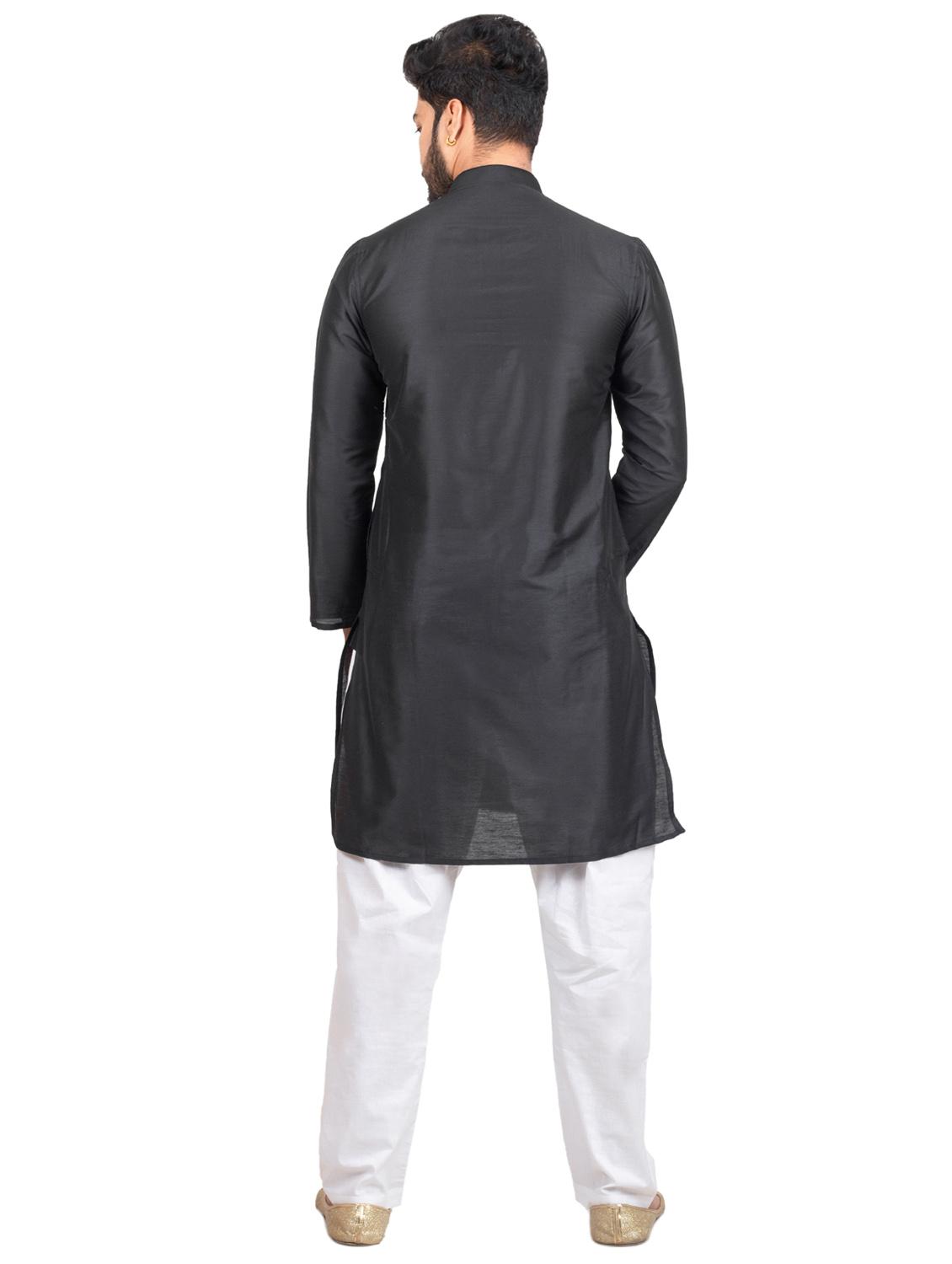 mandarin neck solid kurta pyjama set - 20068683 - Standard Image - 2
