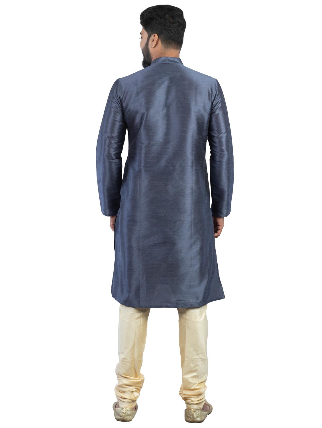 mandarin neck solid kurta pyjama set - 20068694 - Standard Image - 2