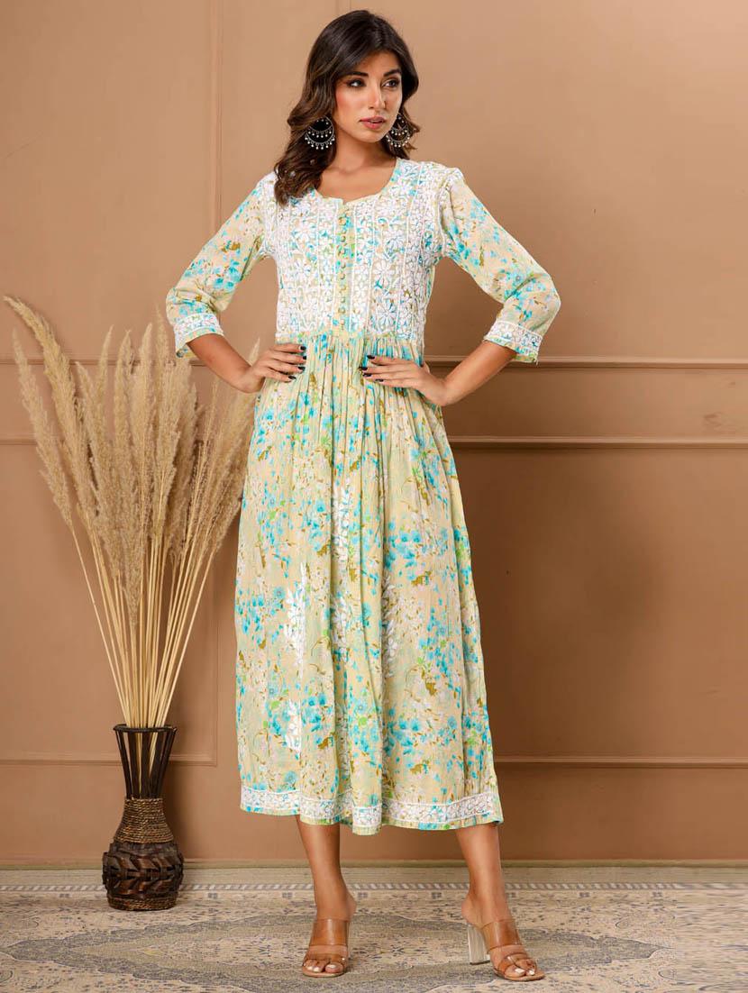 embroidered fit & flare ethnic dress - 20069292 - Standard Image - 2