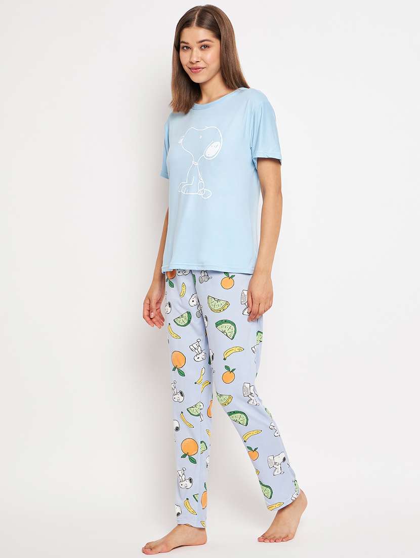 round neck printed nightwear pyjama set  - 20069876 -  Standard Image - 2