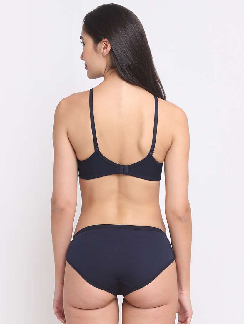 blue cotton blend bras and panty set - 20070535 - Standard Image - 2