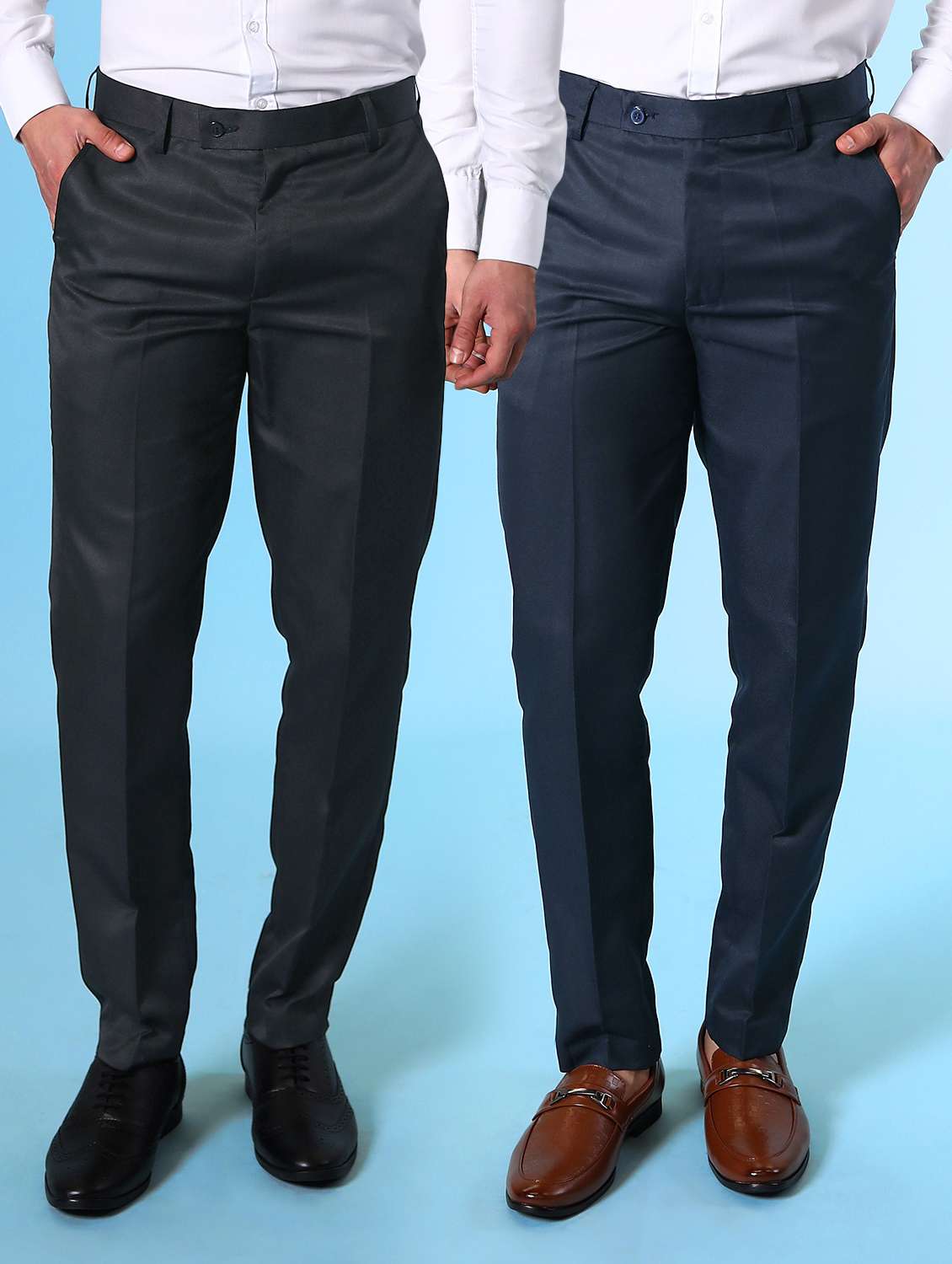 pack of 2 solid formal trousers