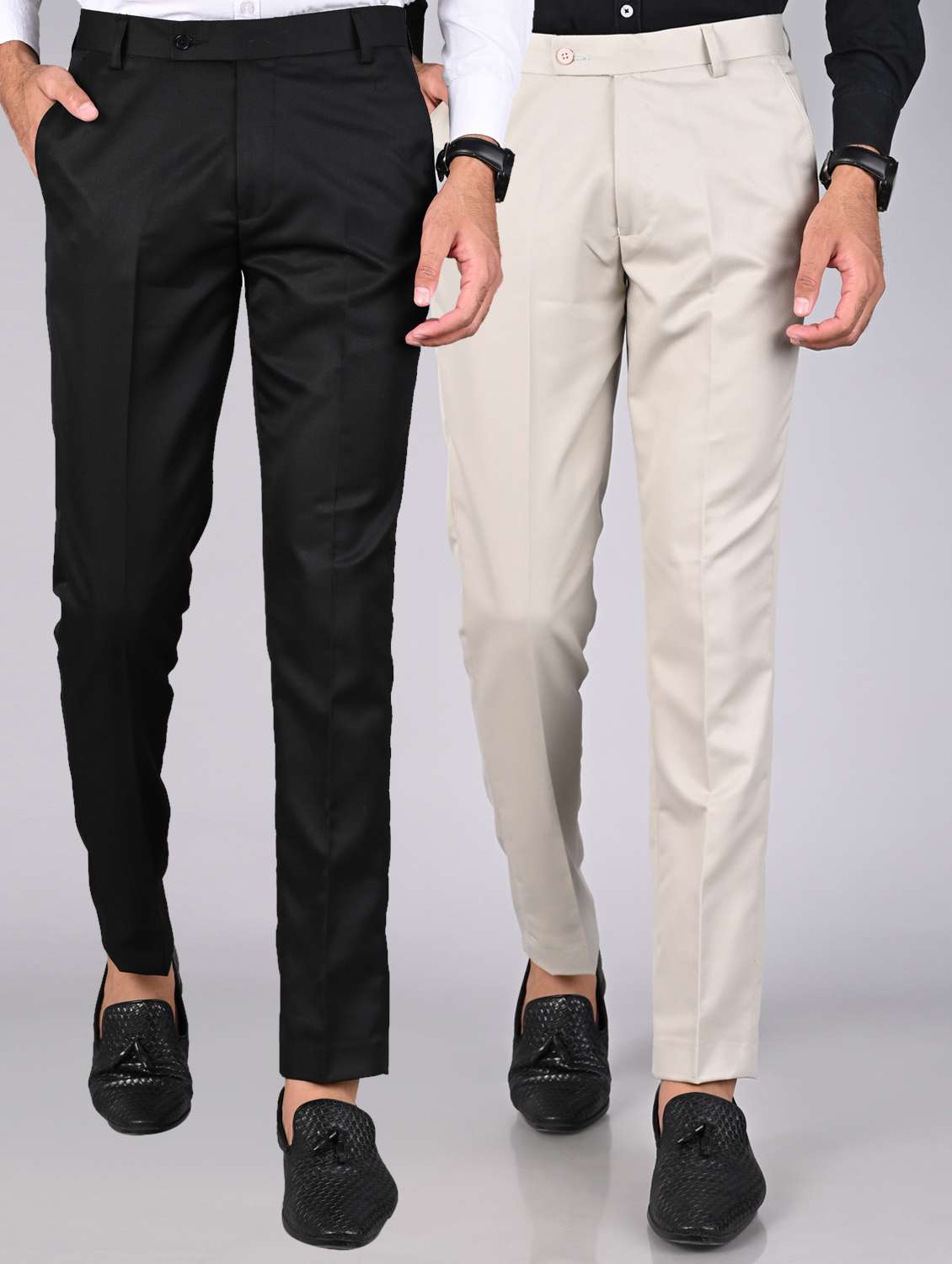 pack of 2 solid formal trousers
