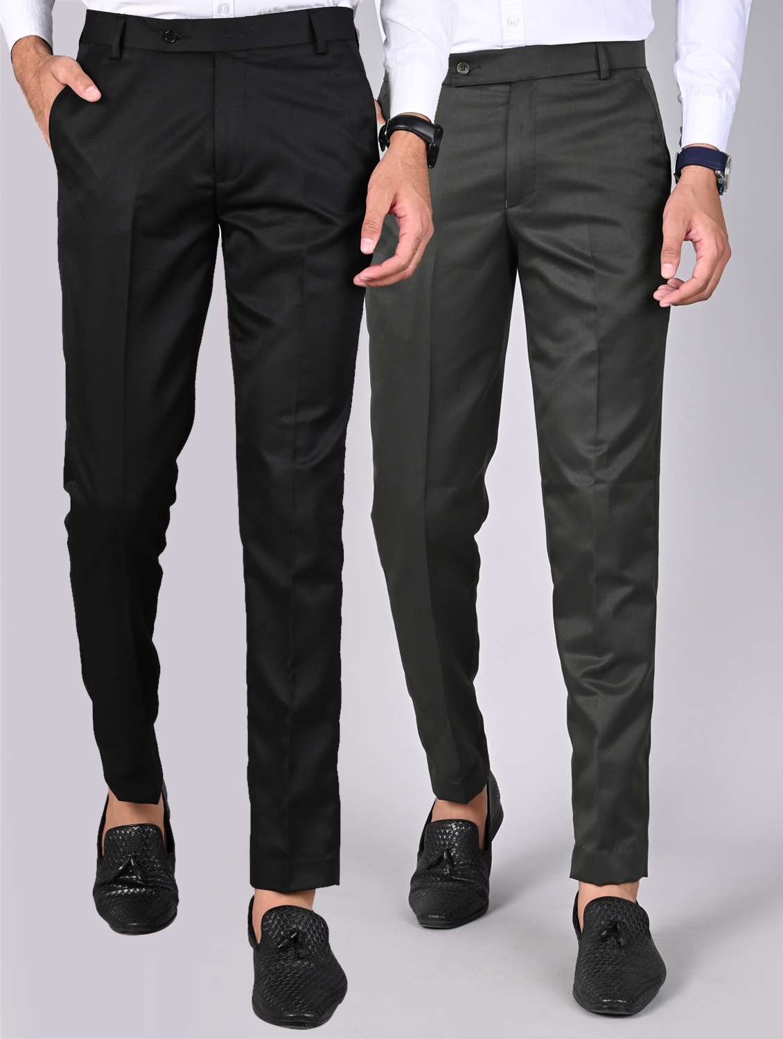 pack of 2 solid formal trousers