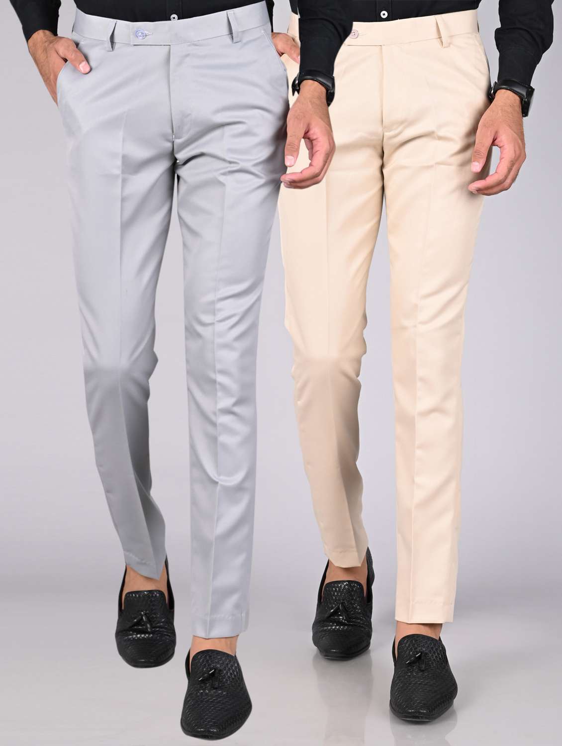 pack of 2 solid formal trousers